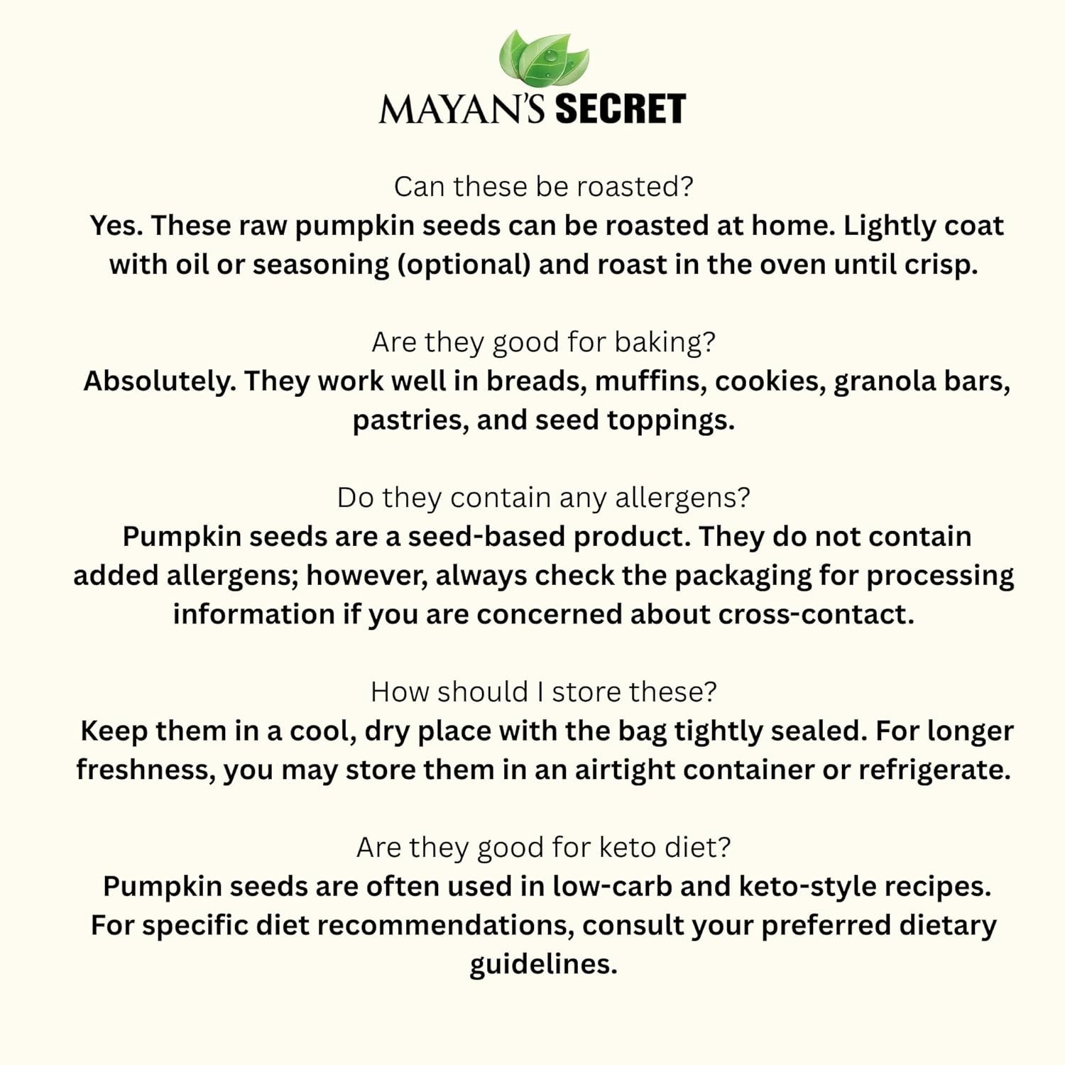 Mayan’s Secret – Raw Pumpkin Seeds Organic 2lb, Parve, Vegan, Non GMO