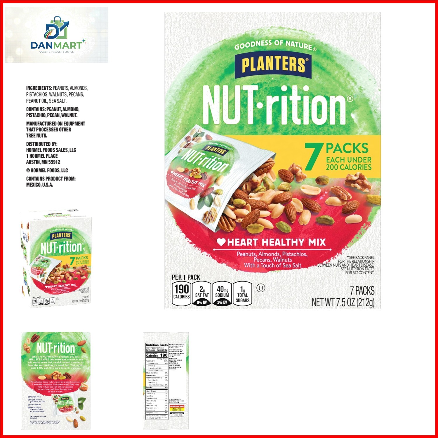 NUT-rition Heart Healthy Mix with Walnuts, 7.5 oz Box Contains 7 Individual P…