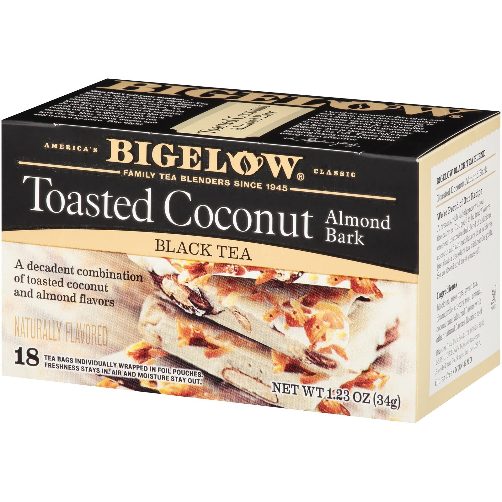 Bigelow Toasted Coconut Almond Bark 36 Tea Bags (2 boxes 18 Count (Pack of 2)