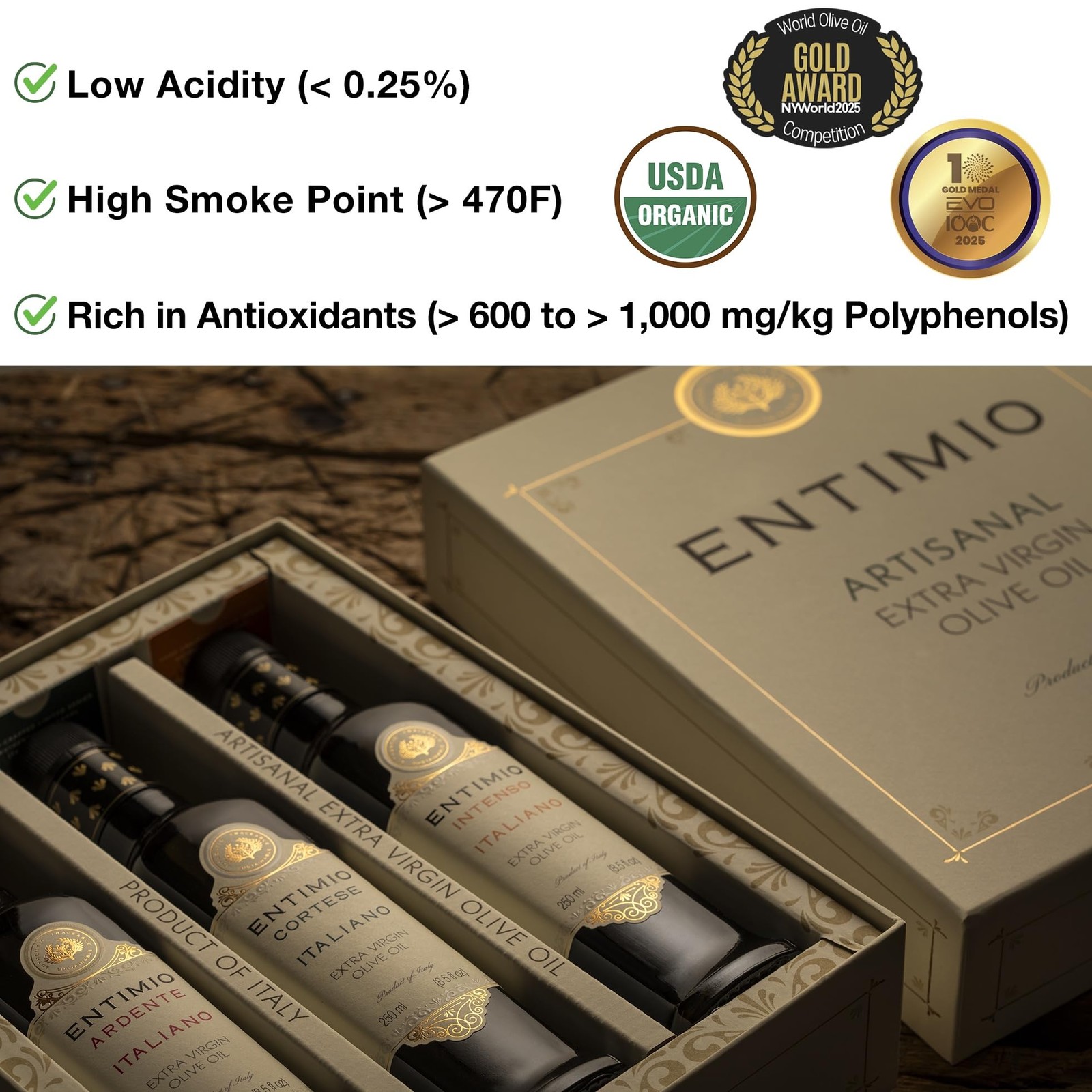 Collection Organic Italian Extra Virgin Olive Oil Gift Set from Italy, 600+ t…