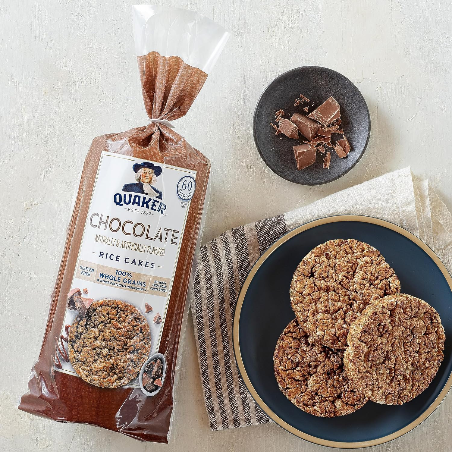 Large Rice Cakes, Chocolate, 7.23 oz Bags, (3 Pack), Gluten Free, Whole Grain, N