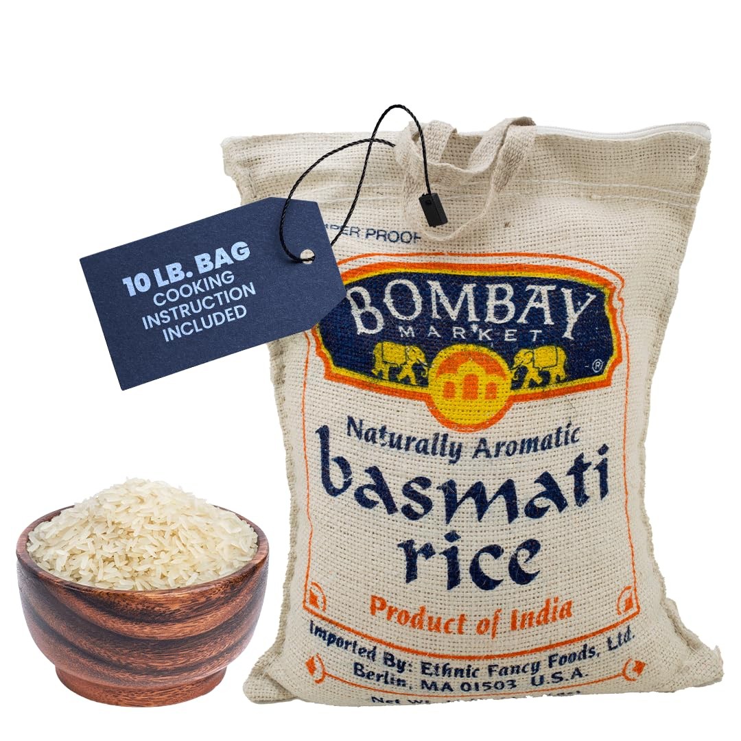 Bombay Market White Basmati Rice – Aromatic & Nutty 10 Pound (Pack of 1)