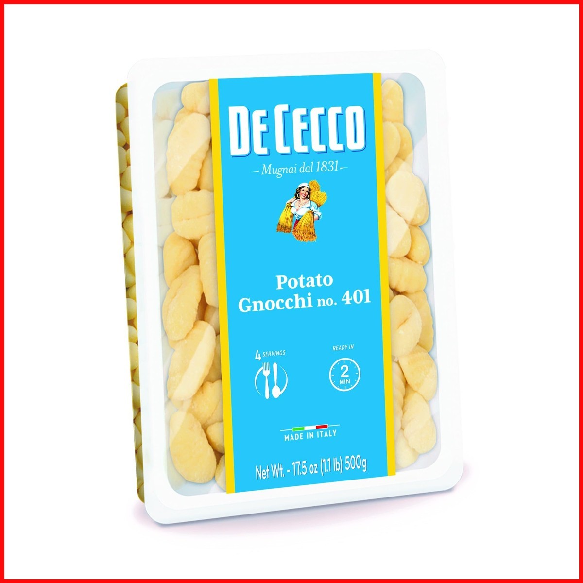 De Cecco Potato Gnocchi No. 401, 17.5 oz (4-Pack), Made in Italy