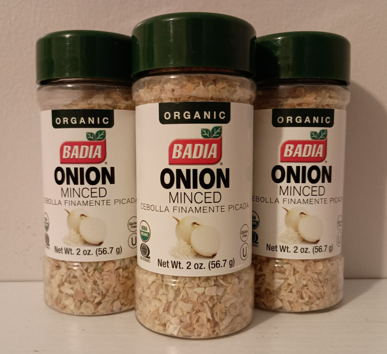 Badia® Organic Minced Onion / Cebolla Finamente Picada 2 Oz (3 Pack) BB 06/2030