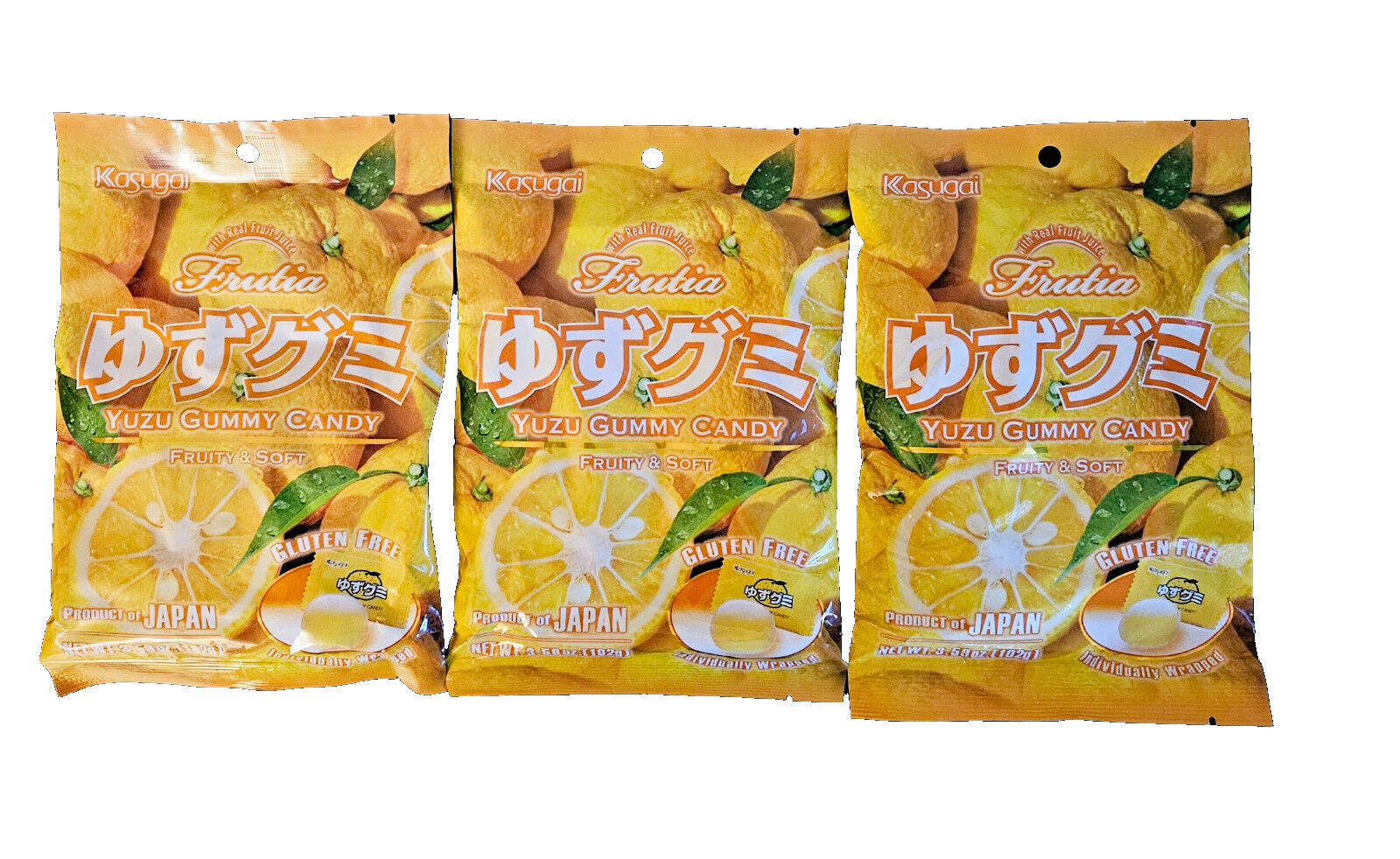 Japanese Kasugai Yuzu Gummy (Pack of 3) / 3.59oz each pack – Free Shipping !!!