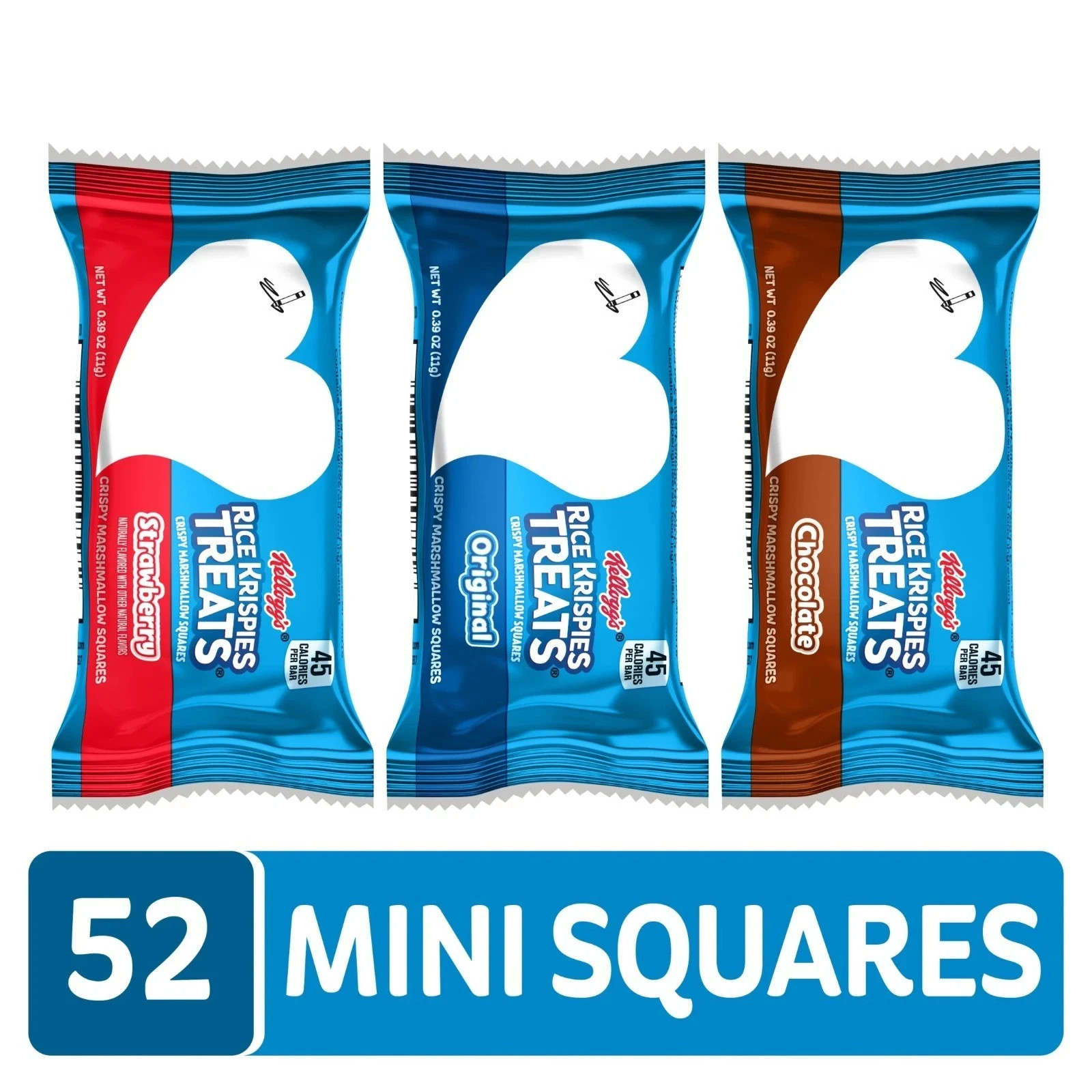 Rice Krispies Treats Variety Chewy Mini Crispy Marshmallow Squares,20.1 oz,52 Ct