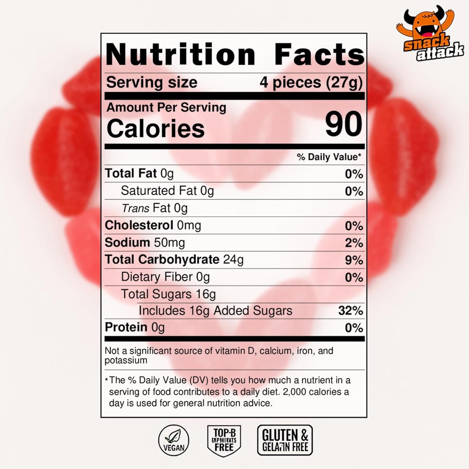 Snack Attack Sour Gummy Lips Candy – 1LB – 16OZ BAG – SHIPS FREE