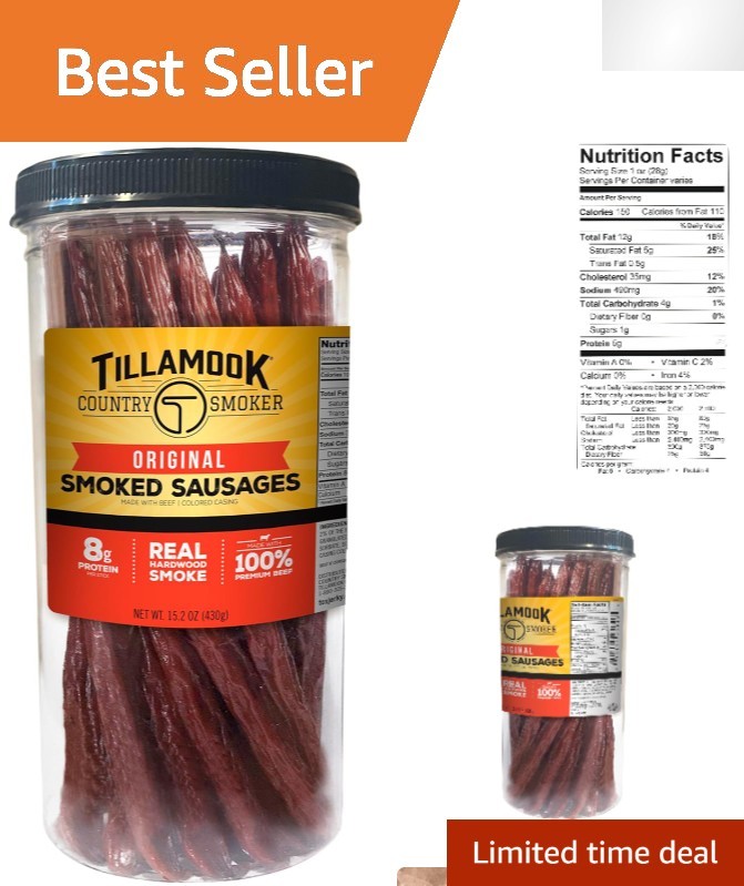 15.2 oz Canister of Real Hardwood Smoked Sausages – 20 Sticks, All-Ages Snack