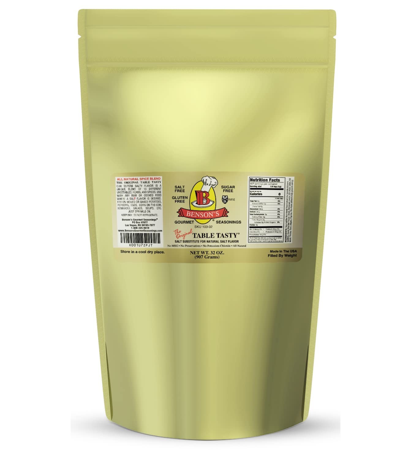 Benson’s 2 lb Salt Substitute – No MSG, Gluten-Free, Flavorful Popcorn Seasoning
