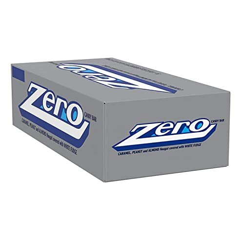 ZERO White Fudge Caramel Peanut and Almond Nougat Candy 1.85 oz Bars 24 Count