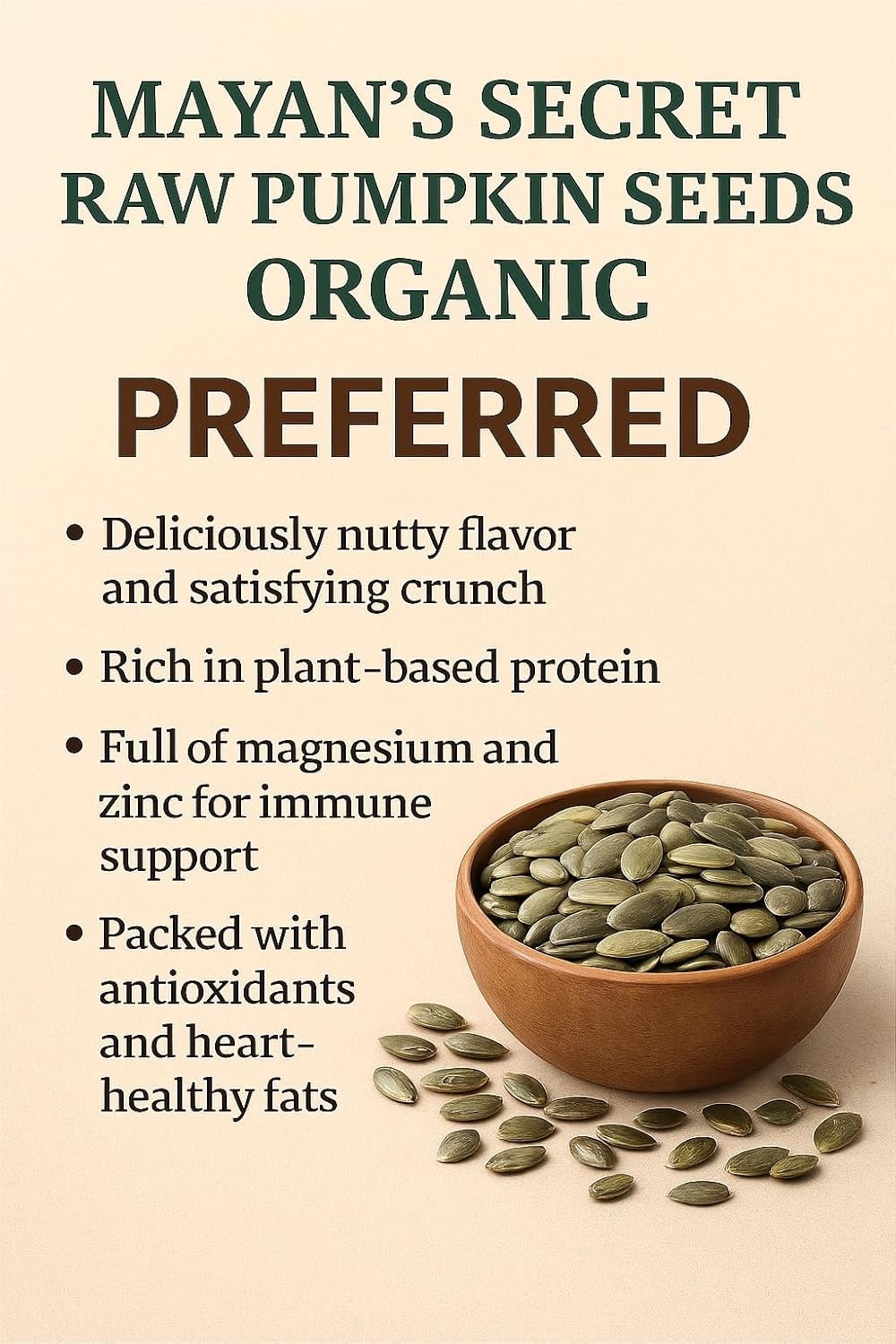 Mayan’s Secret – Raw Pumpkin Seeds Organic 2lb, Parve, Vegan, Non GMO