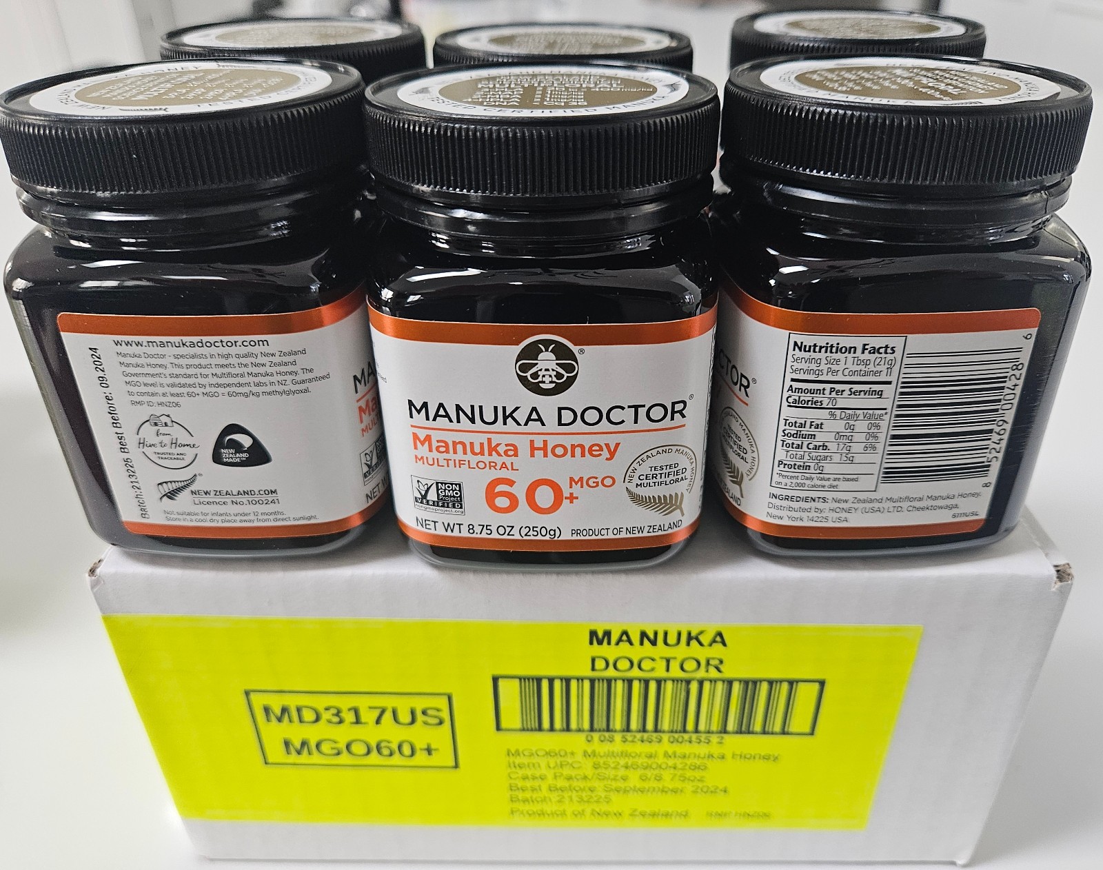 6 x MANUKA DOCTOR – MGO 60+ Manuka Honey Multifloral,100% Pure New Zealand Honey