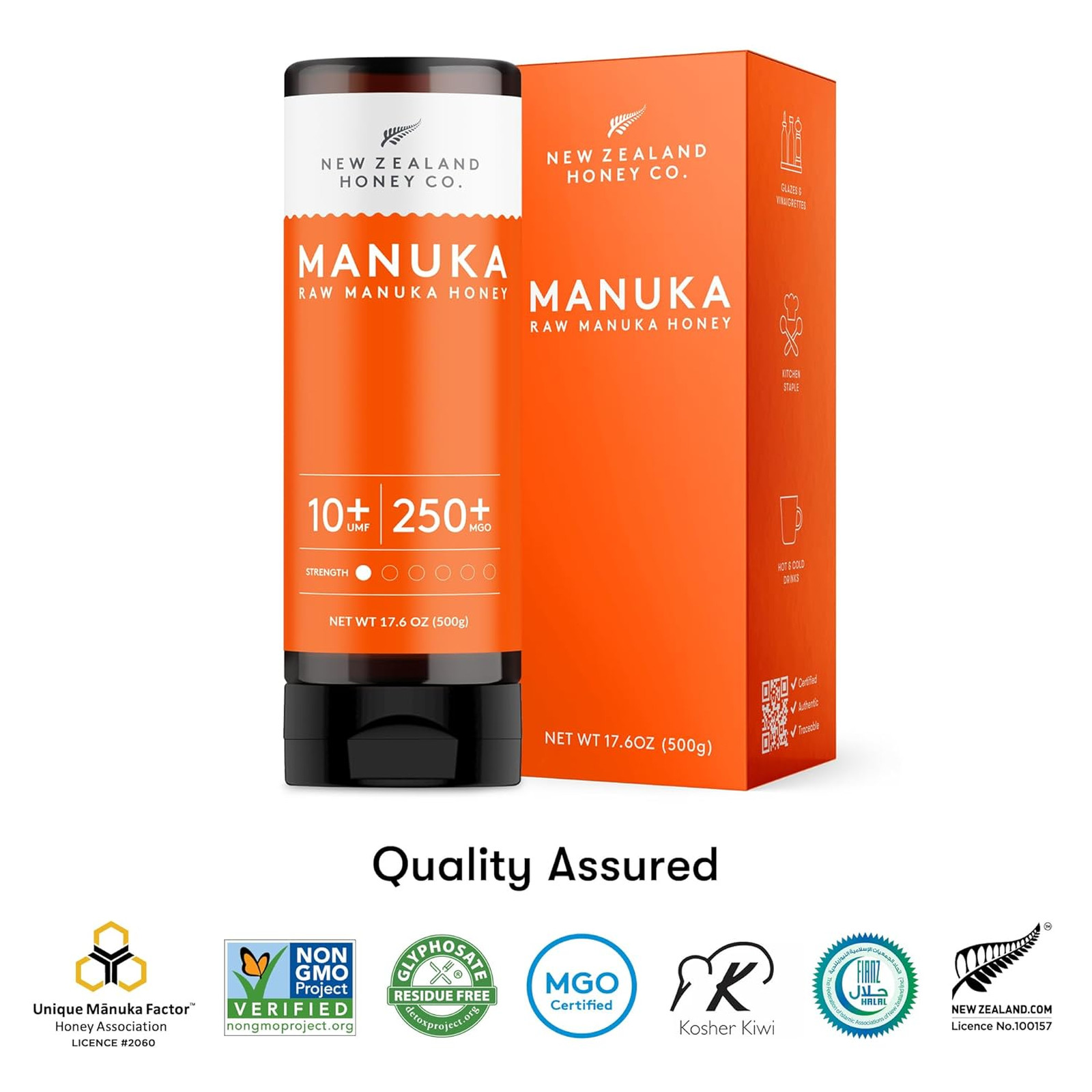 Pure Manuka Honey Squeeze Bottle UMF 10 plus MGO 250 grams 17.6 oz 1.1 lb