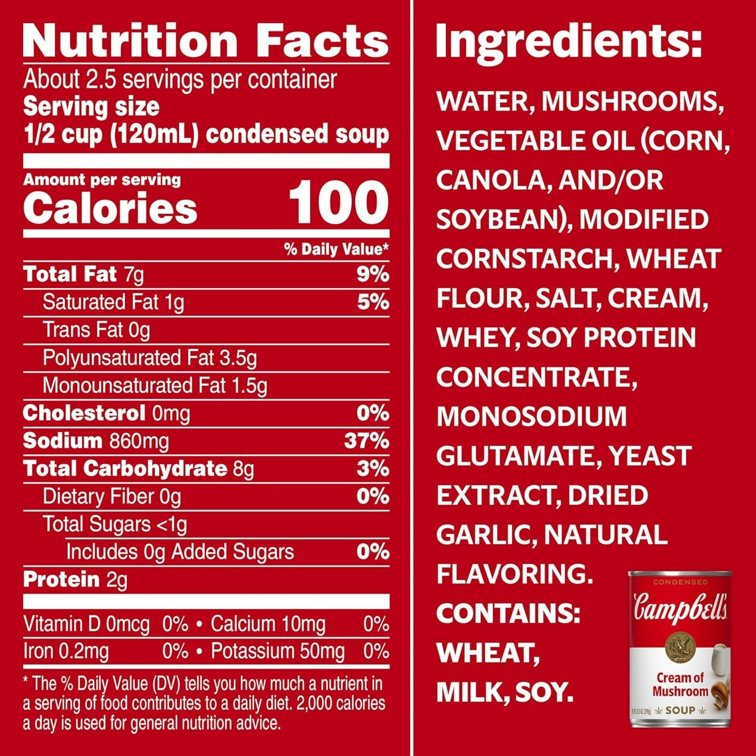 Condensed Cream of Mushroom Soup, 10.5 oz Can