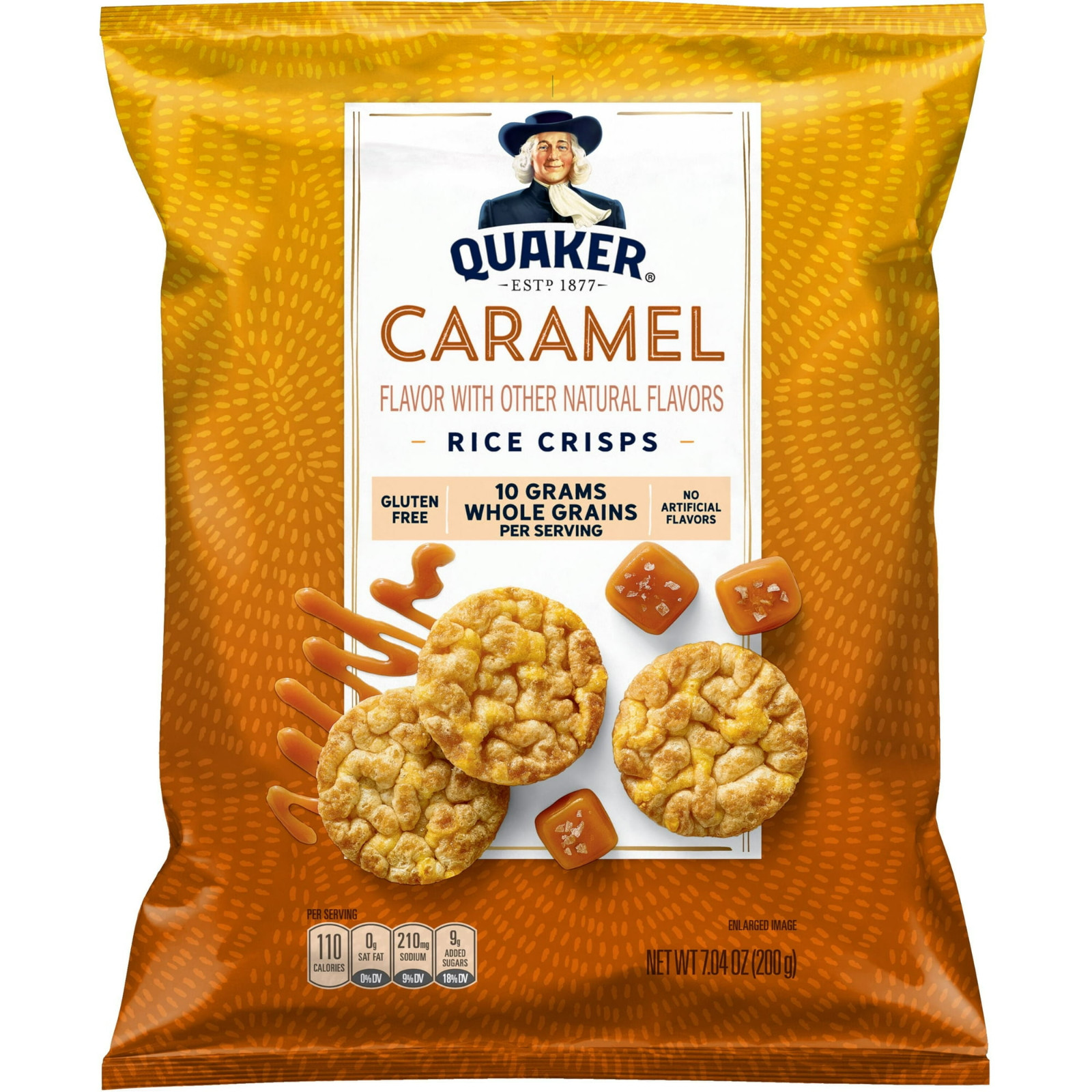 Quaker Caramel Rice Crisps 7.04oz Pack of 2 Light Crispy Snack Chips