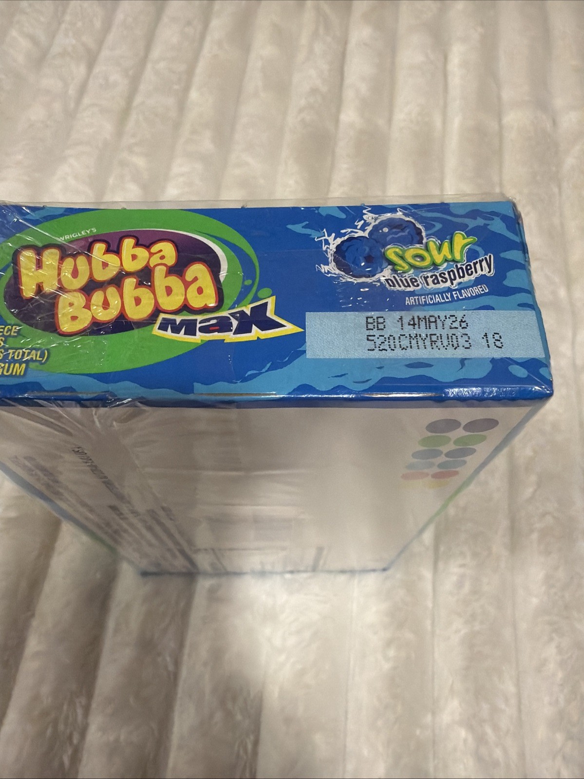 Hubba Bubba Max Sour Blue Raspberry 18 Packs Of 5 Pieces- Best By 5-14-26