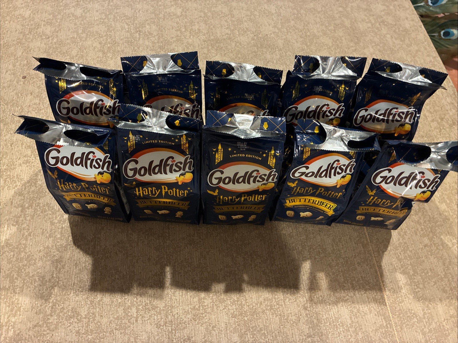 10 Bags LIMITED EDITION HARRY POTTER BUTTERBEER GOLDFISH GRAHAMS COOKIES 7/5/26