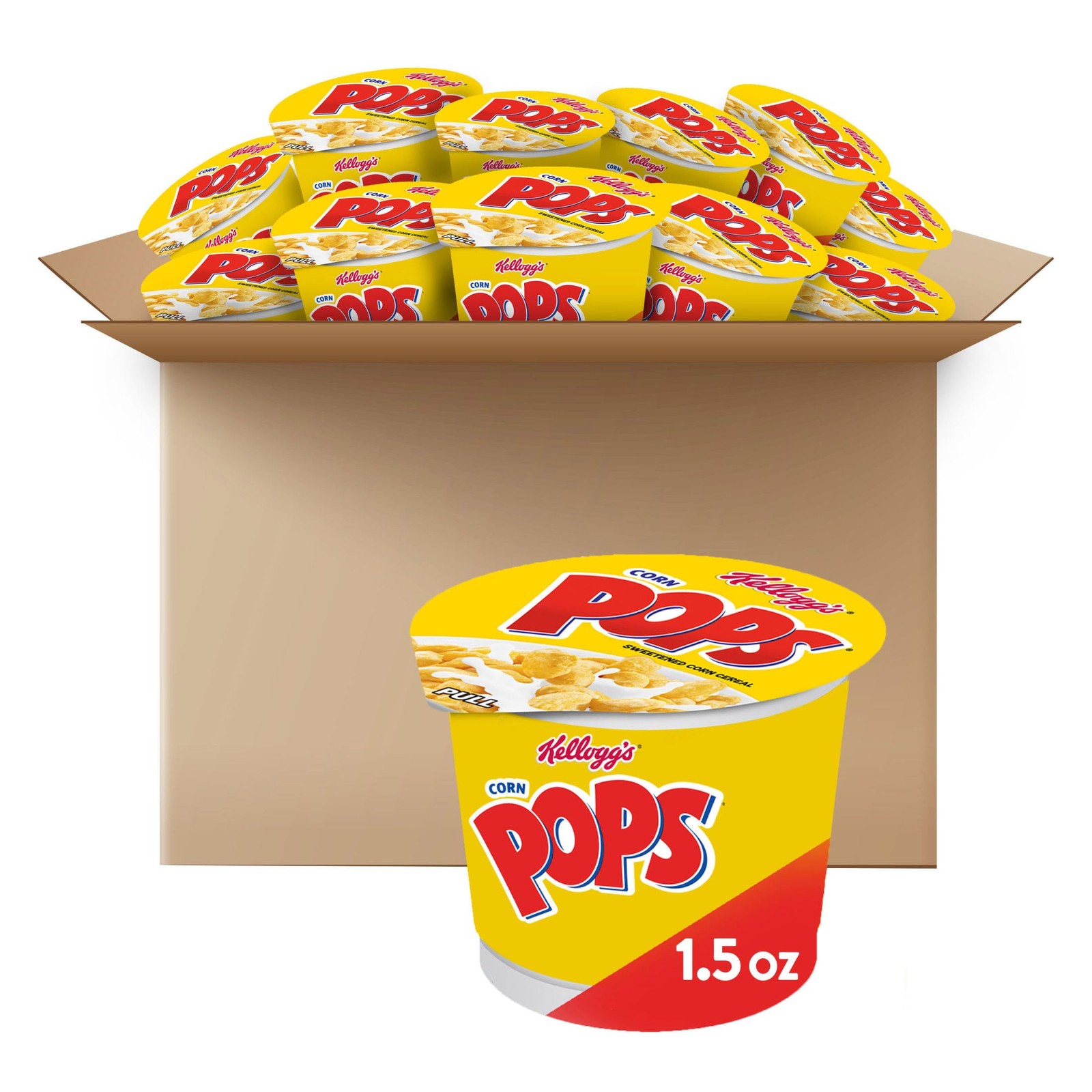 Corn Pops Cold Breakfast Cereal Cups, 8 Vitamins and Minerals, Kids Snacks, O…