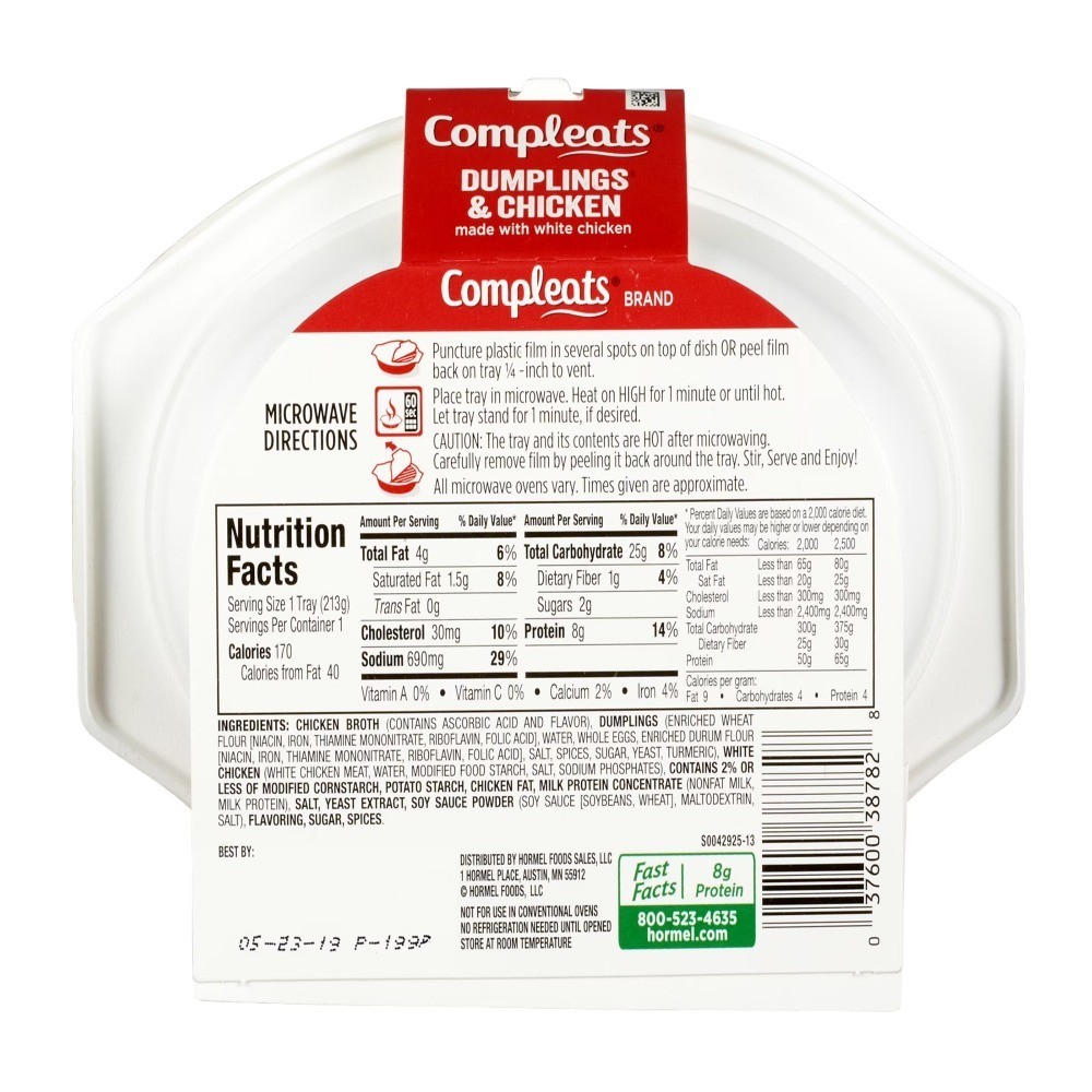 Shelf Stable Chicken & Dumplings Meal in Plastic Tray, 7.5 oz (213 g) – 3 Pack