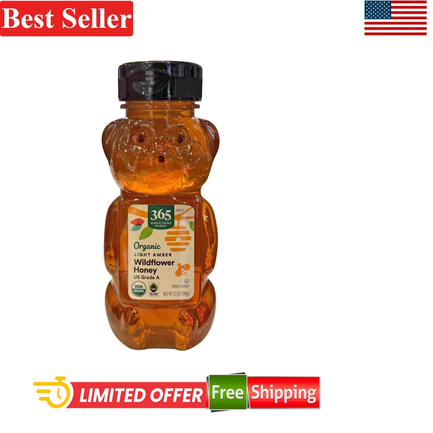 Gourmet Organic Light Amber Wildflower Honey – Perfect Natural Sweetener
