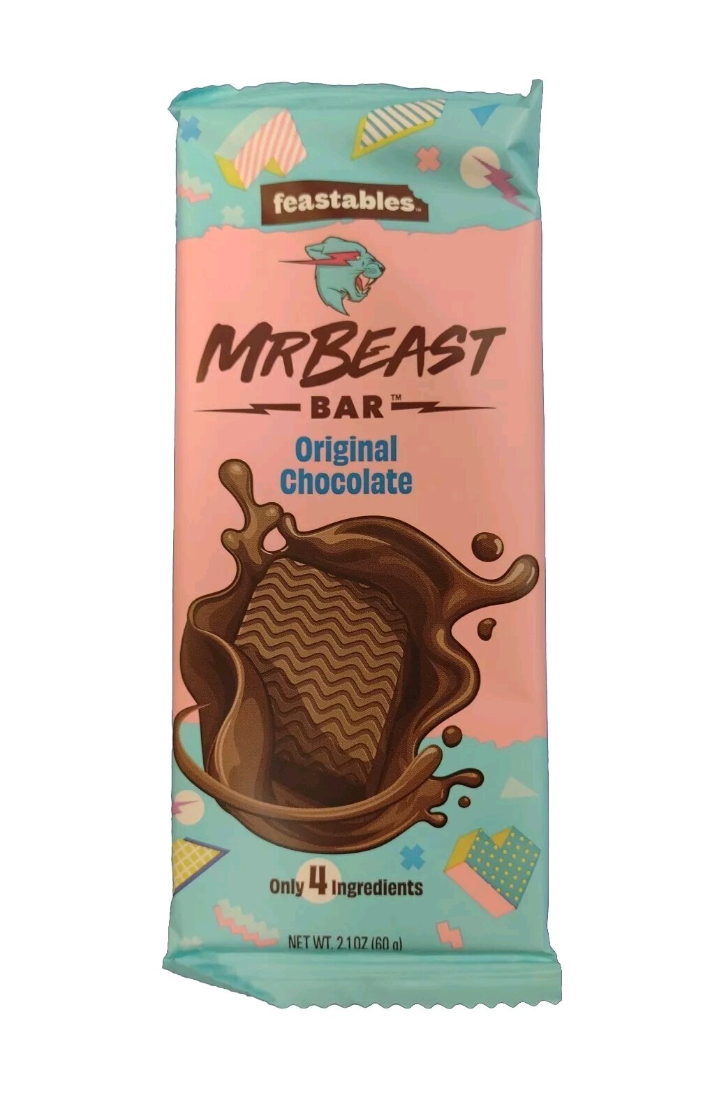Rare Discountinued Mr Beast Bar Feastables ORIGINAL CHOCOLATE Mr. Bar 2.1 oz #02