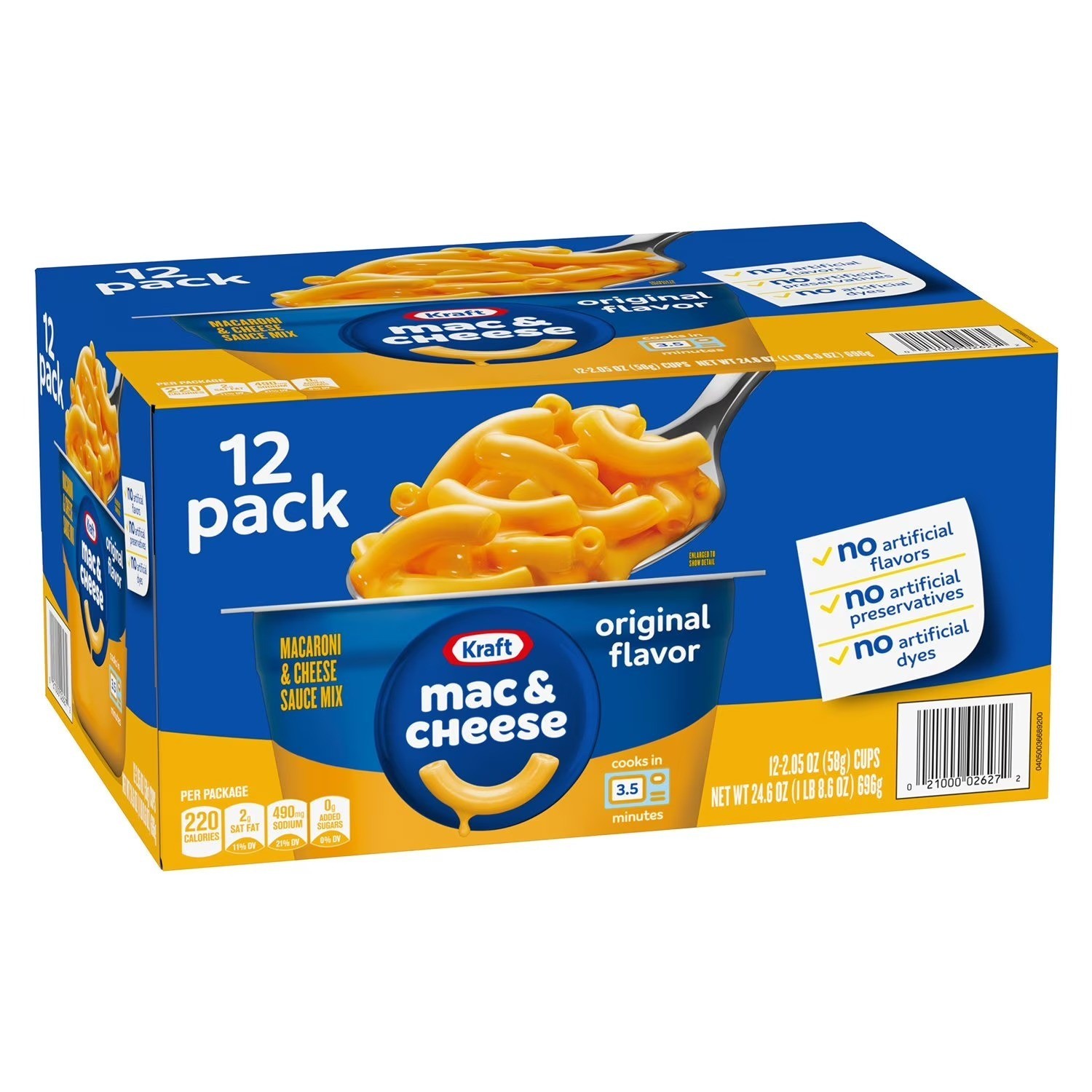 Kraft Original Macaroni and Cheese Easy Microwavable Dinner,2.05 oz., 12 pk