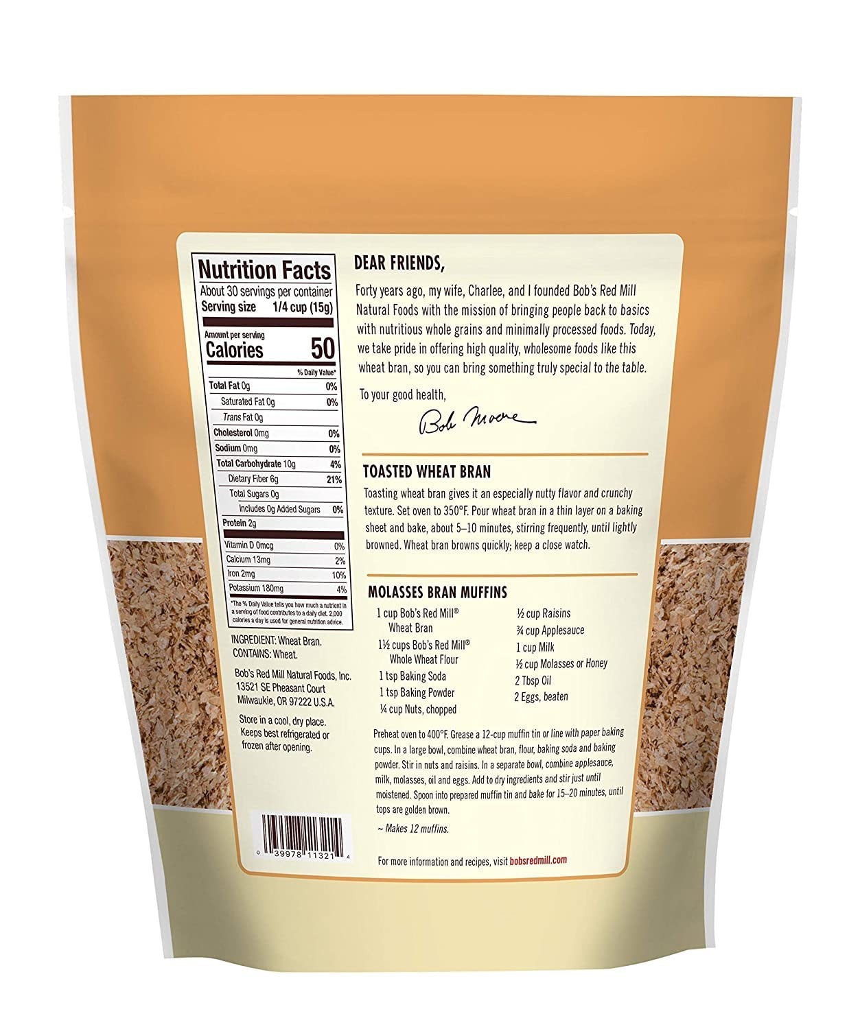 Bob’s Red Mill Wheat Bran, 8oz (Pack of 1) – Non GMO, Vegan, Kosher