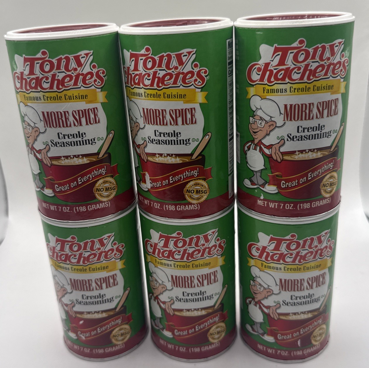 Lot Of 6 Tony Chachere’s More Spice Seasoning 7 oz 12/27 Date (14% Less Sodium)