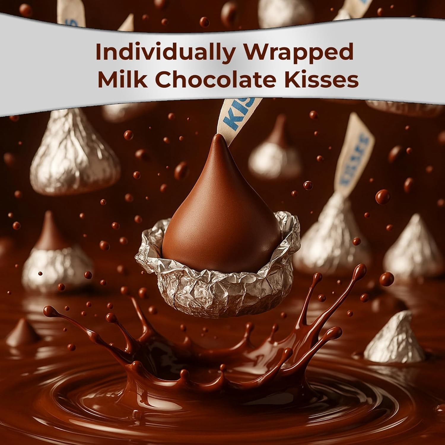 Hershey’s Kisses Milk Chocolate Silver Foil, Bulk Fresh Holiday Candy (4 Pounds)