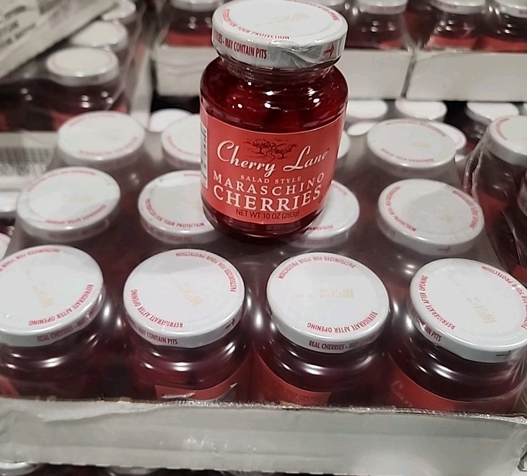 12 Jars Cherry Lane Maraschino Real Cherries 10oz Each Case Pack Lot Exp 02/26