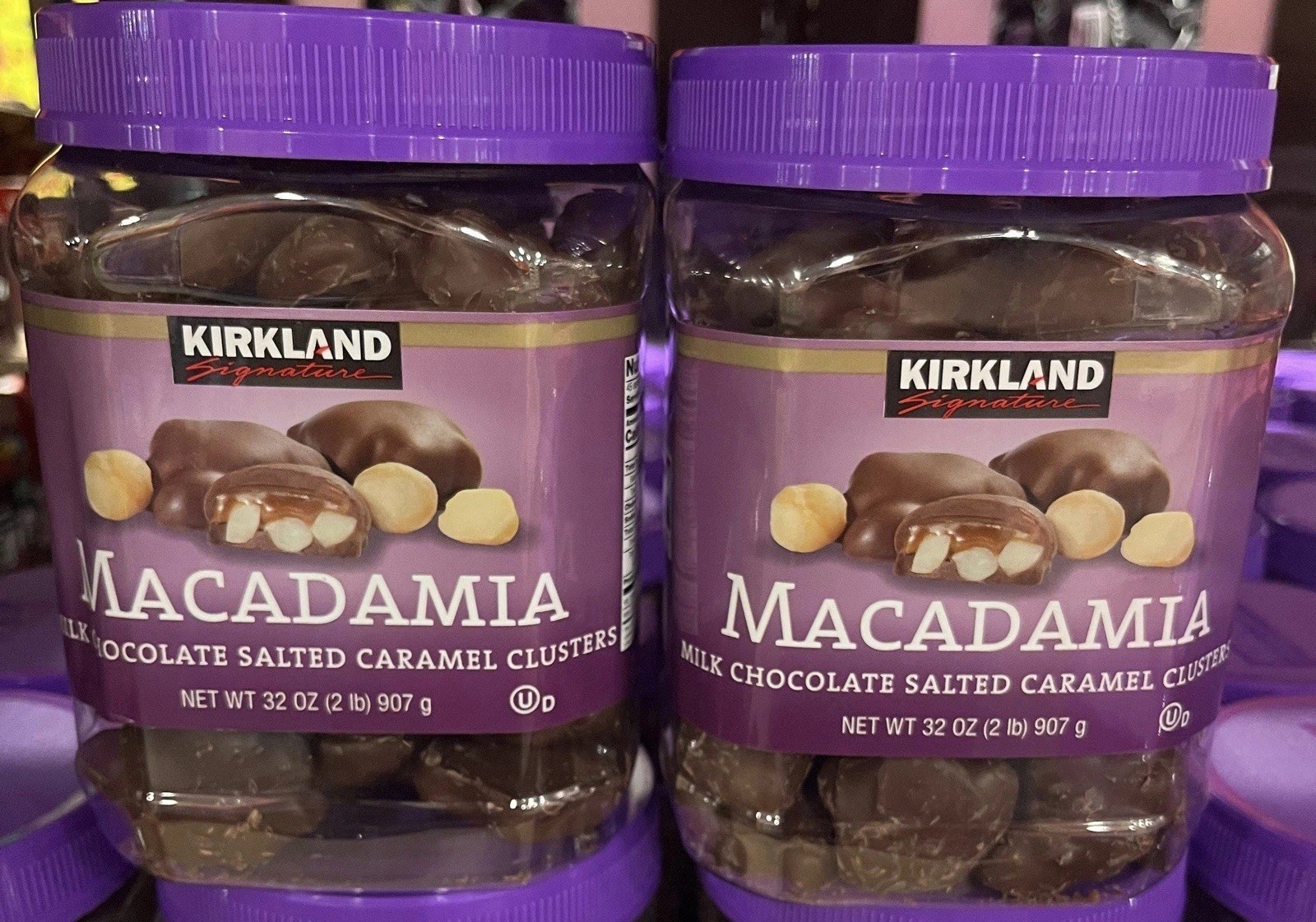 2 Pack Kirkland Macadamia Clusters Salted Caramel Milk Chocolate 32 oz Each