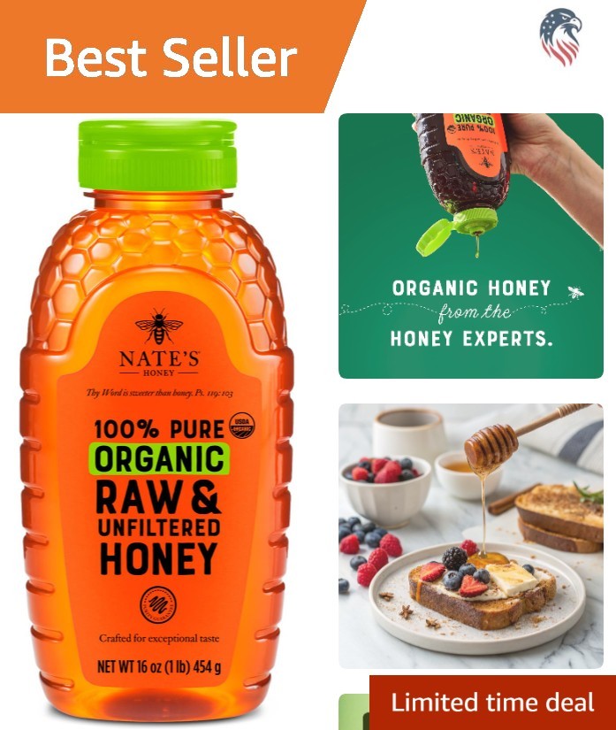 Organic Raw Unfiltered Honey Compatible with Beekeeping Equipment 16oz Orange…