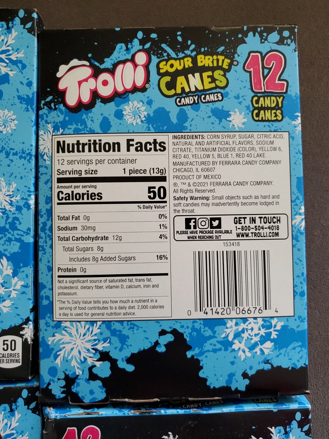 6X Trolli Sour Brite Candy Canes 12 Count Exp 12/27