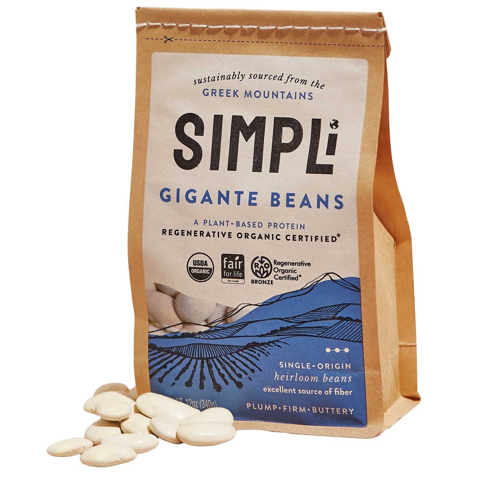 SIMPLi Regenerative Organic Certified Gigantes Beans, Dried White Beans, Butt…