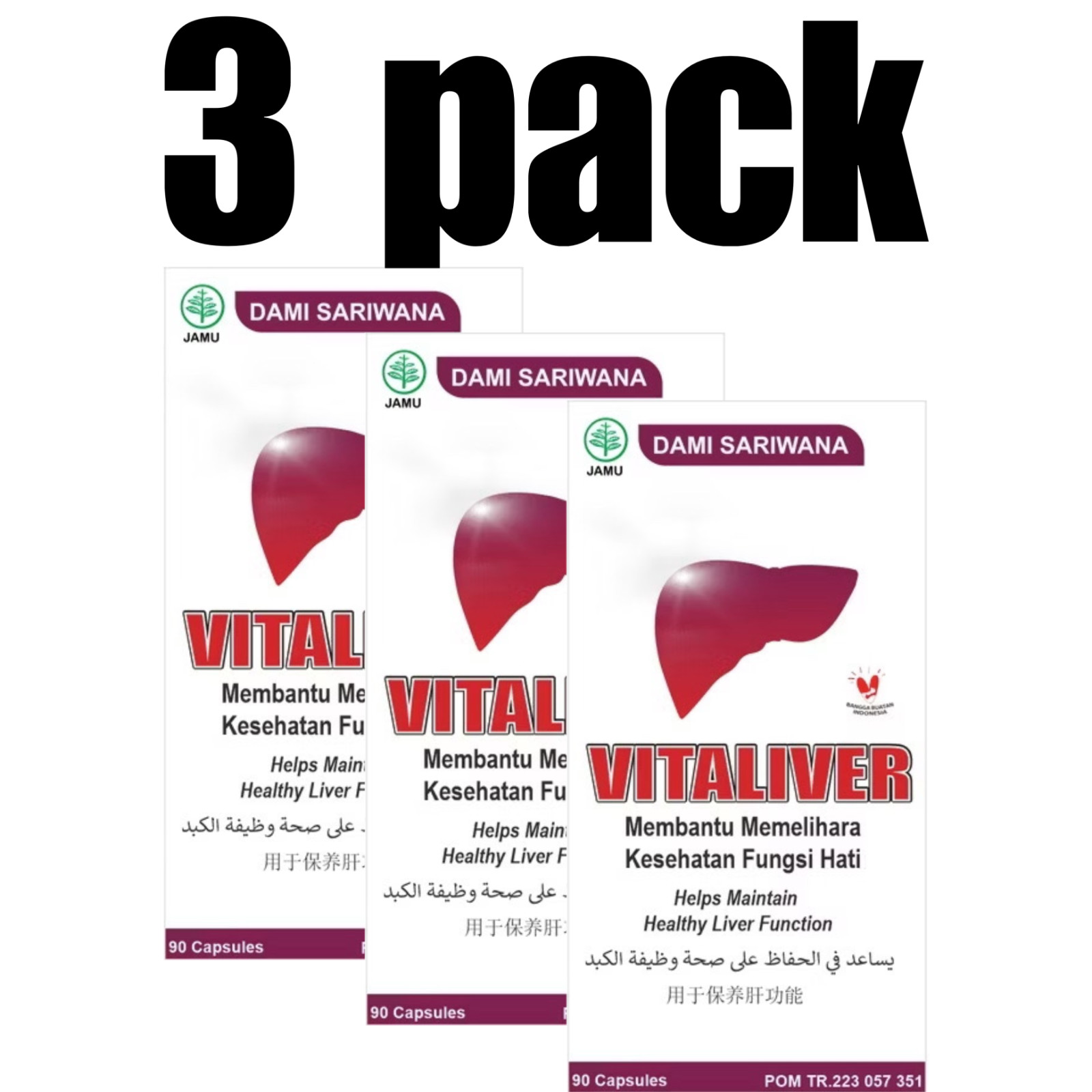 3x Vitaliver 90 Caps Natural Organic Herbs Spices Fresh Pure Hygienic Premium