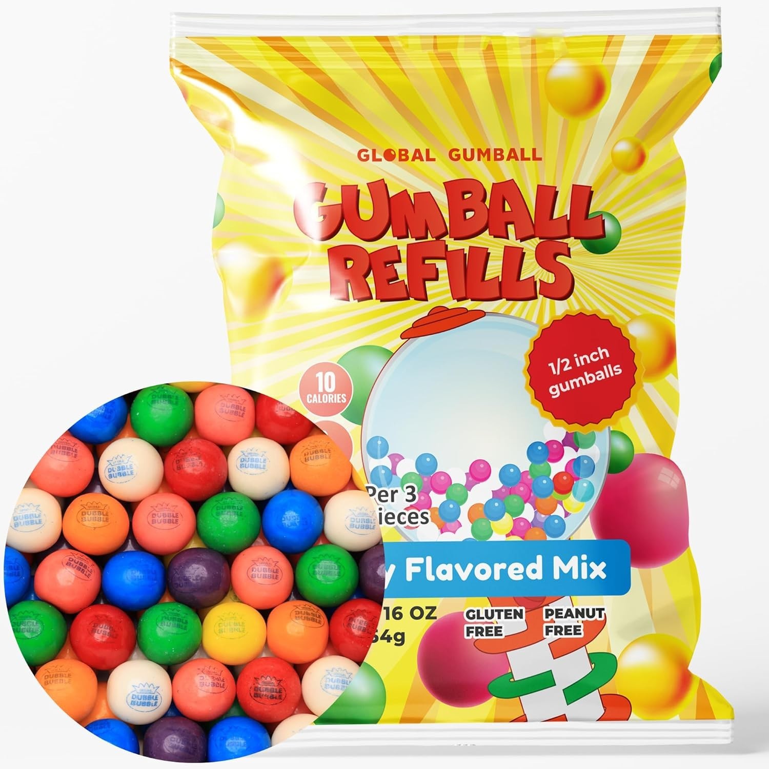 Assorted Fruit Gumballs 1lb Pack – Perfect 0.5 Inch Refills for Vending Machines