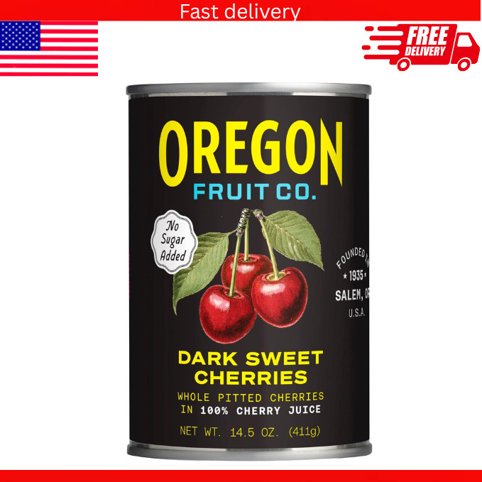 Oregon fruit Dark sweet Cherries in 100% cherry Juice No Sugar Added 14.5 oz….