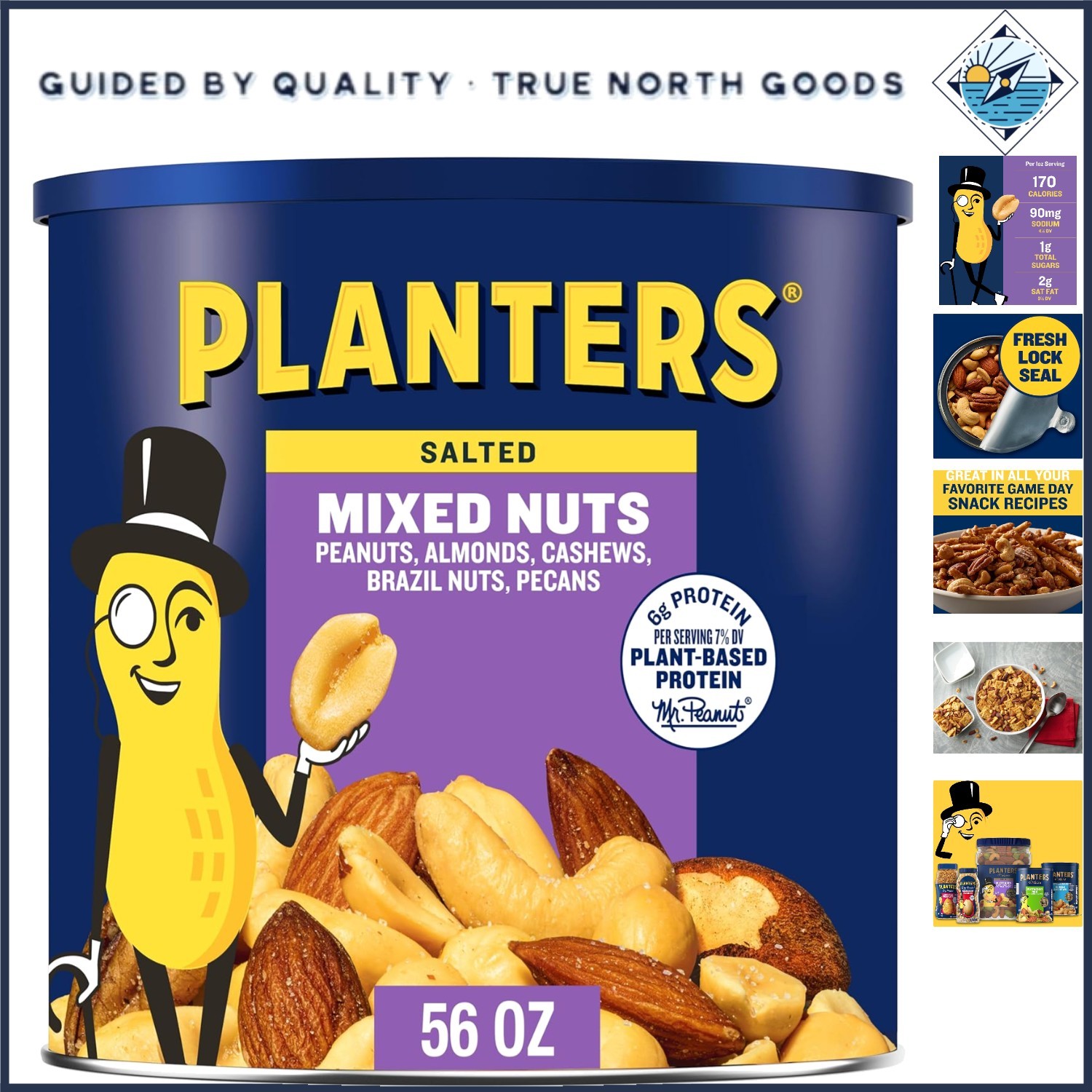 Irresistible Salted Mixed Nuts with Plant-Based Protein – 56oz Family Canister