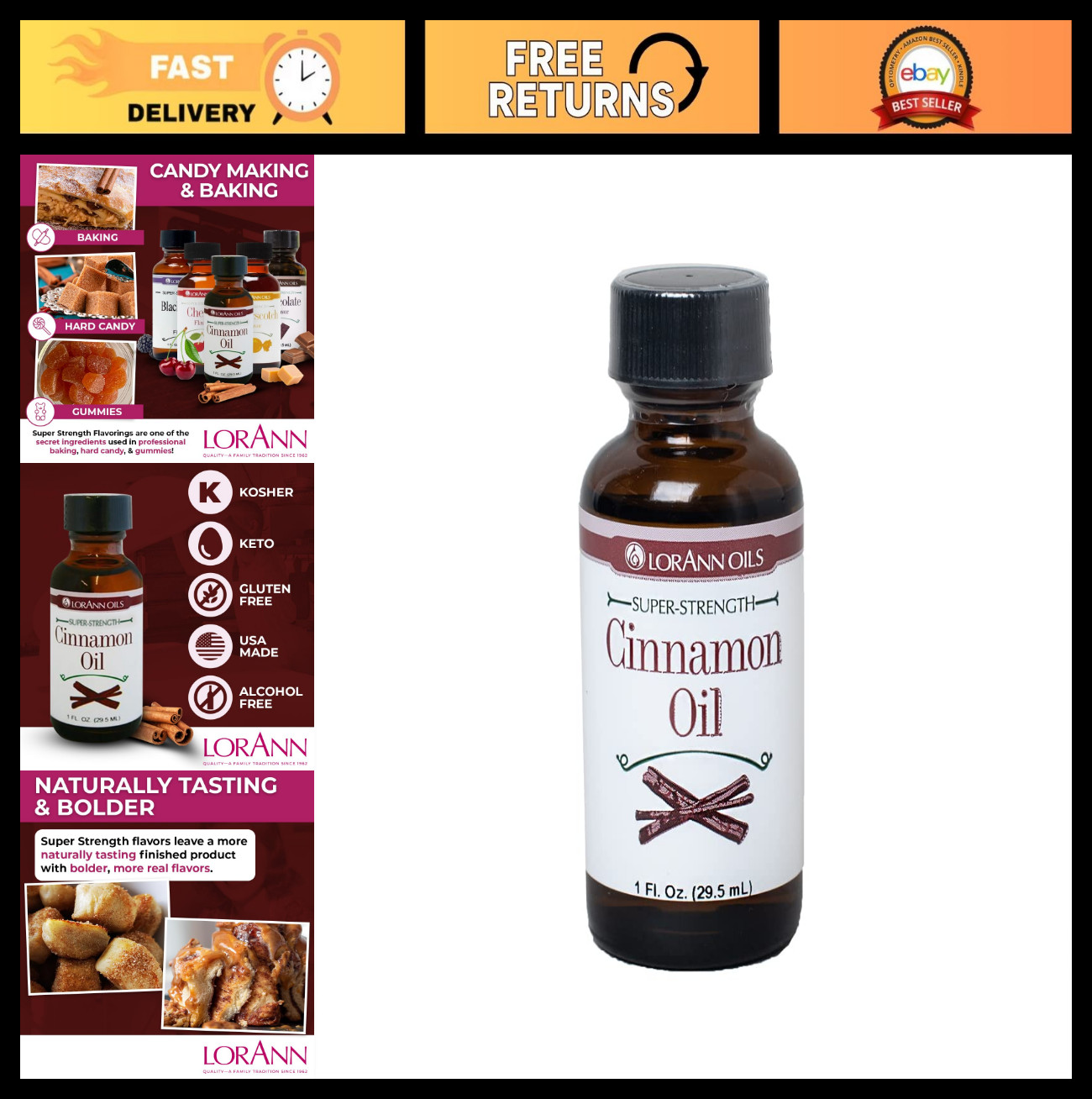 Super Strength Flavoring Oils for Candy Making & Baking – Cinnamon, 1 fl oz – Bo