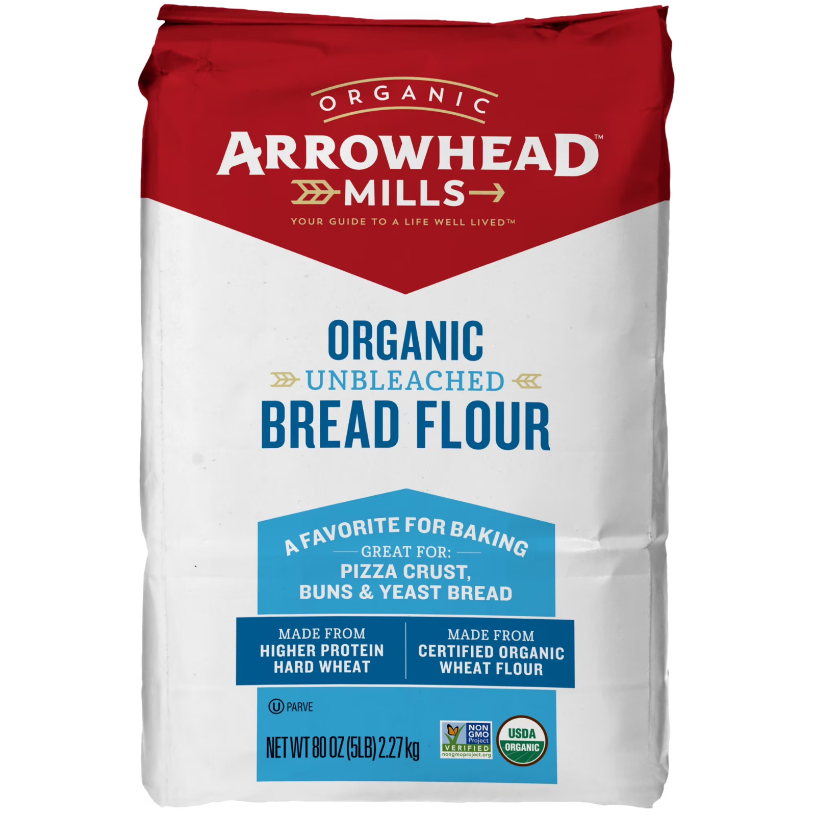 Arrowhead Mills Organic Unbleached Bread Flour, 5 lb Bag…