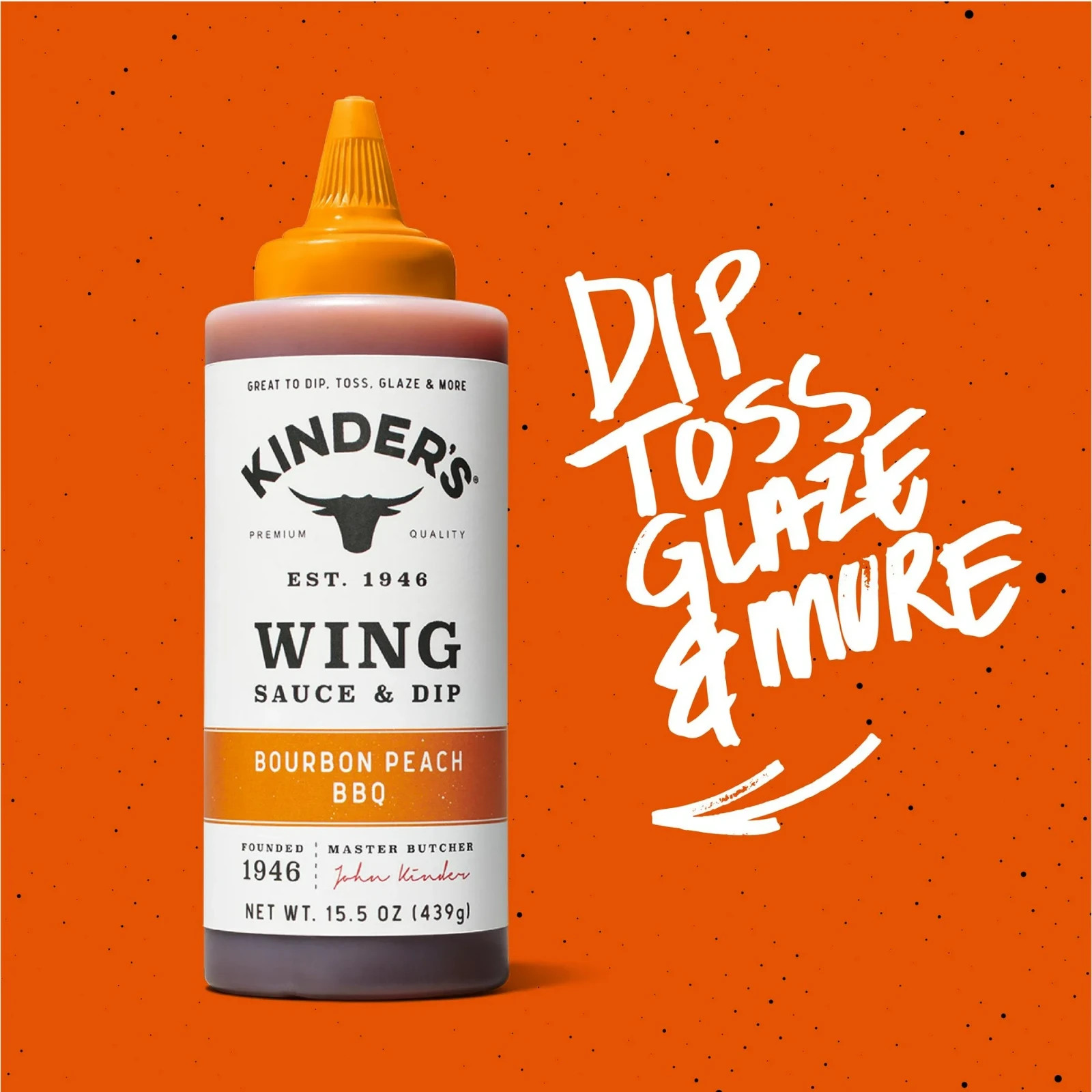 Kinder’s Bourbon Peach BBQ Wing Sauce and Dip, 15.5 oz Squeeze Bottle…