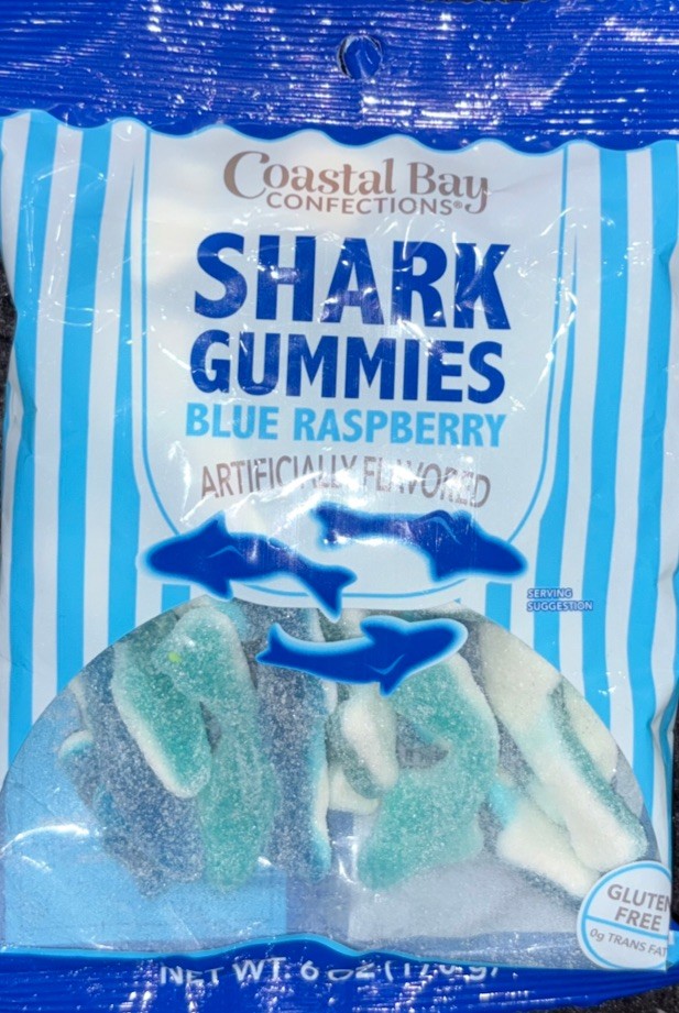 Greenbrier Blue/White Blue Raspberry Shark Gummies 6oz/170g-Brand New-SHIP N 24H