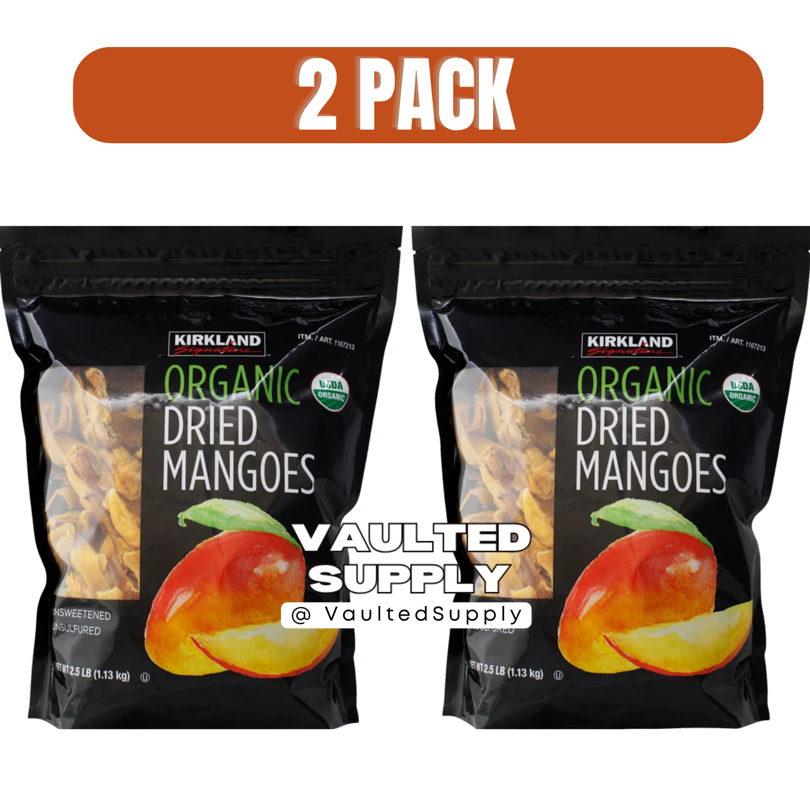 Kirkland Organic Dried Mangoes 2 Pack 2.5lb Each Costco Size Unsweetened