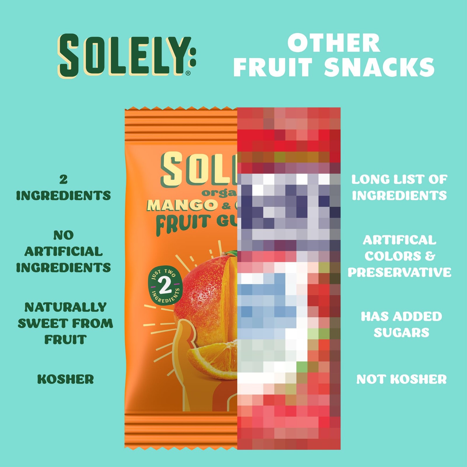SOLELY – Organic Mango & Orange Whole Fruit Gummies (Pack of 8 Boxes, 5 Bags …