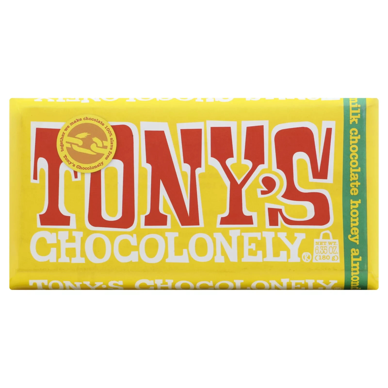 Tony’s Chocolonely Milk Honey Almond Bar 6.35 oz (Pack of 15) **PAST DATE**