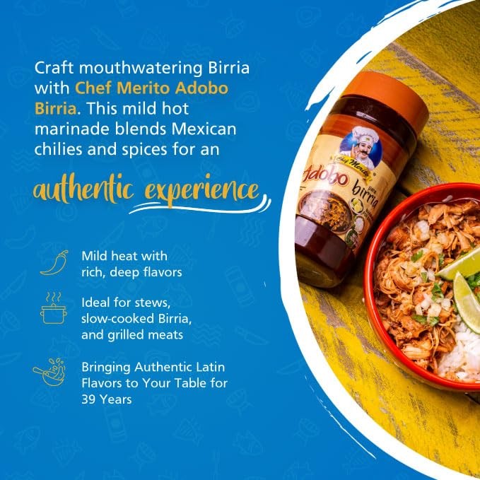 Chef Merito Birria Marinade 1.12 Pound Authentic Mexican Flavor Gluten Free