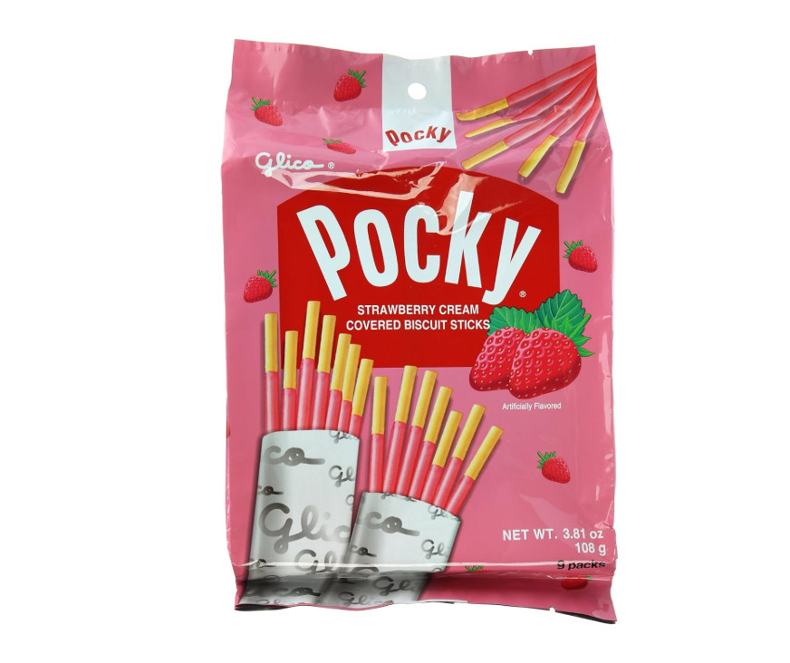 Glico Pocky Strawberry Cream Biscuit Sticks – 9 Individual Bags, 3.81 oz 2.