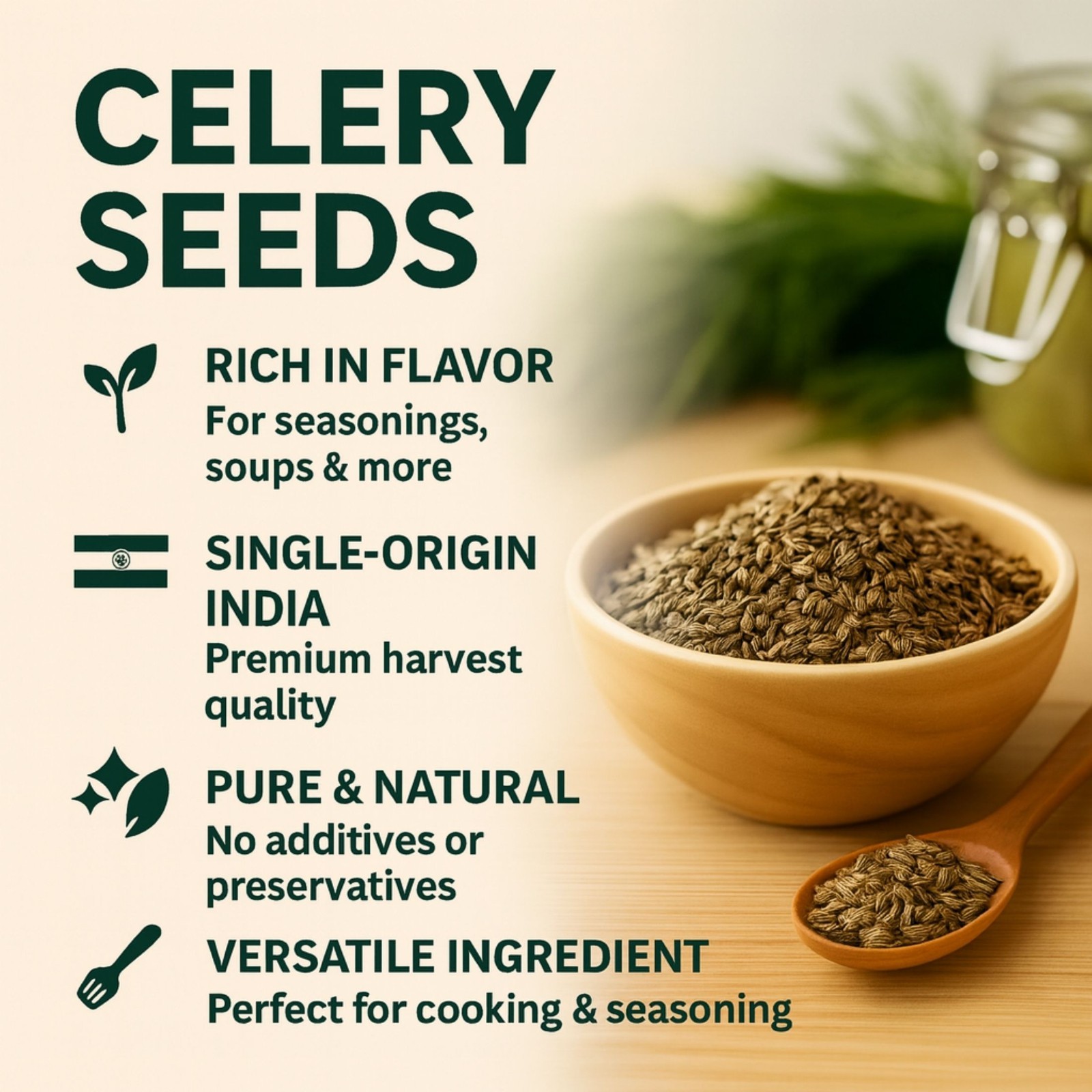 Whole Celery Seeds – Apium graveolens – 12 oz All-Natural Spice for Cooking