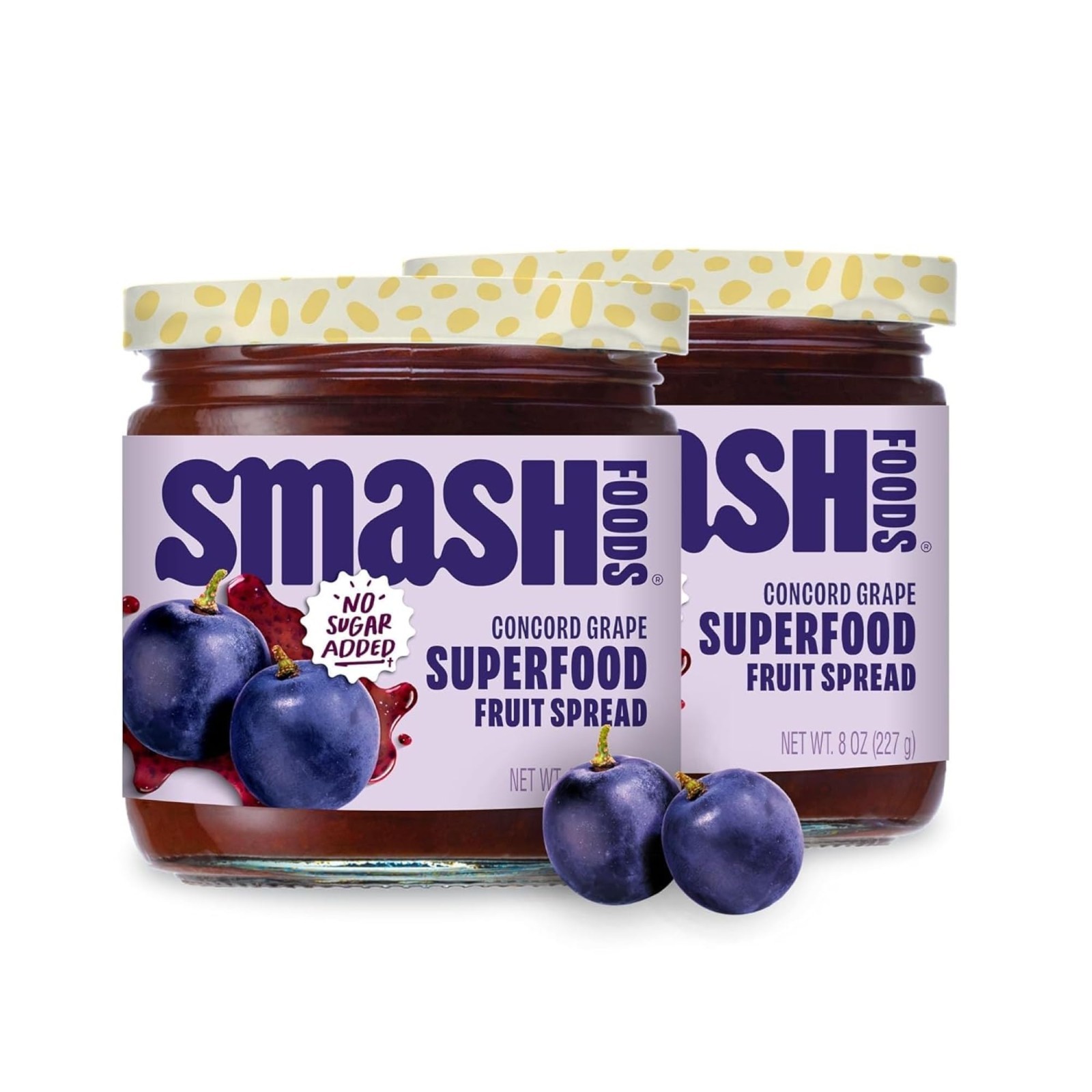 Grape Jam Superfood Spread – 2 Jars, No Added Sugar, Chia Seeds, Vegan, Paleo, 8