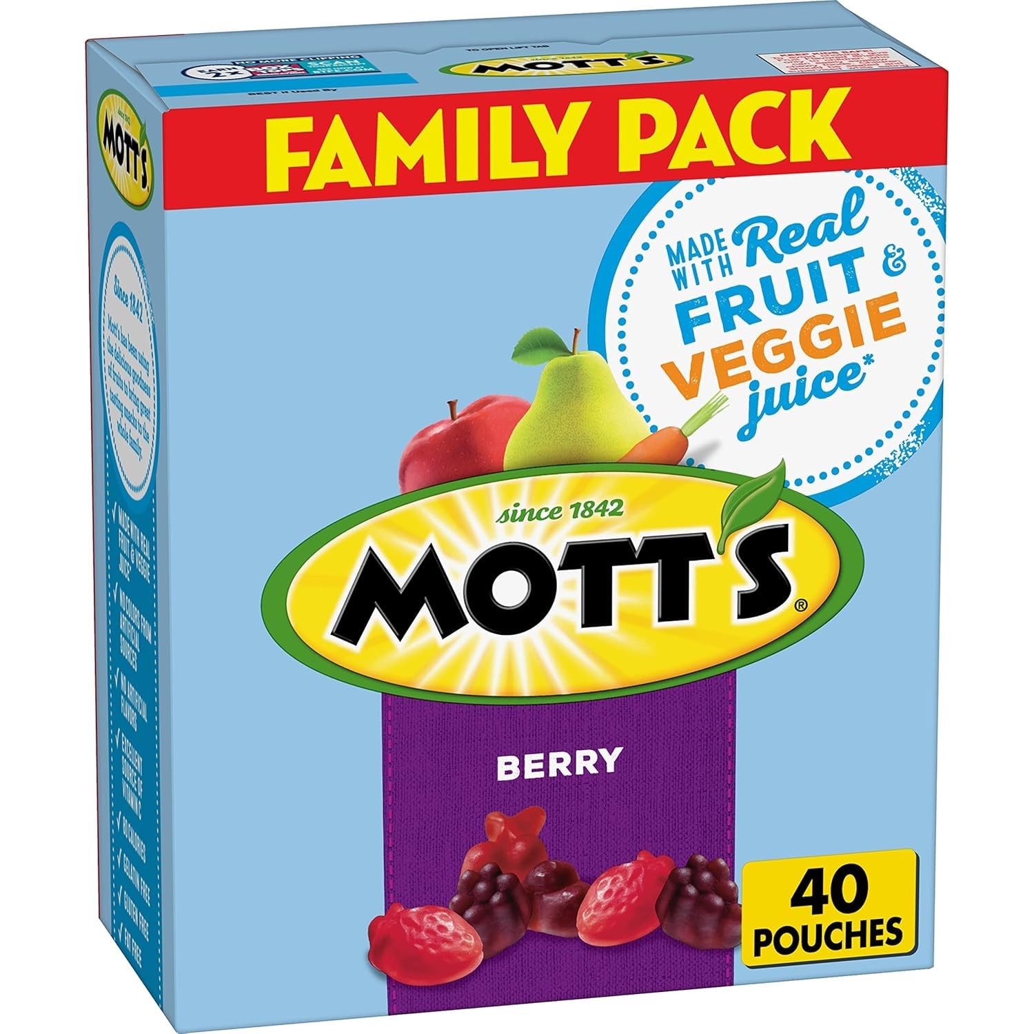 Mott’s Fruit Flavored Snacks, Berry, Gluten Free Snack, 40 Count (Pack of 1)